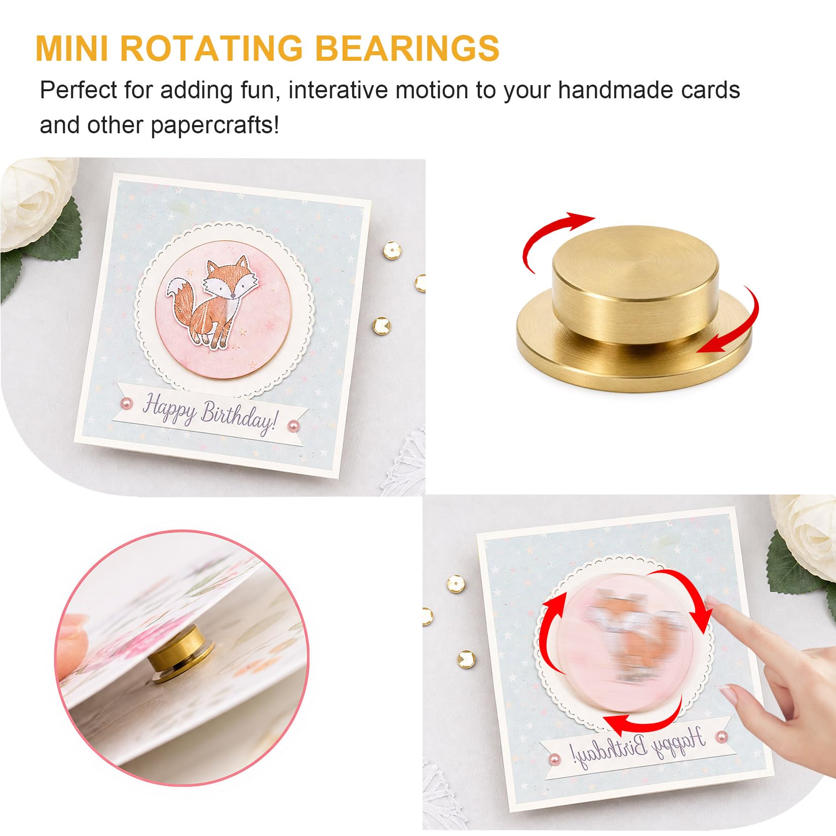 10 Pezzi Cuscinetto Rotante Mini Metallo, 7mm 360° Grado Rotazione, Lager Rotazione per Carte Craft Cartoncino Scrapbooking