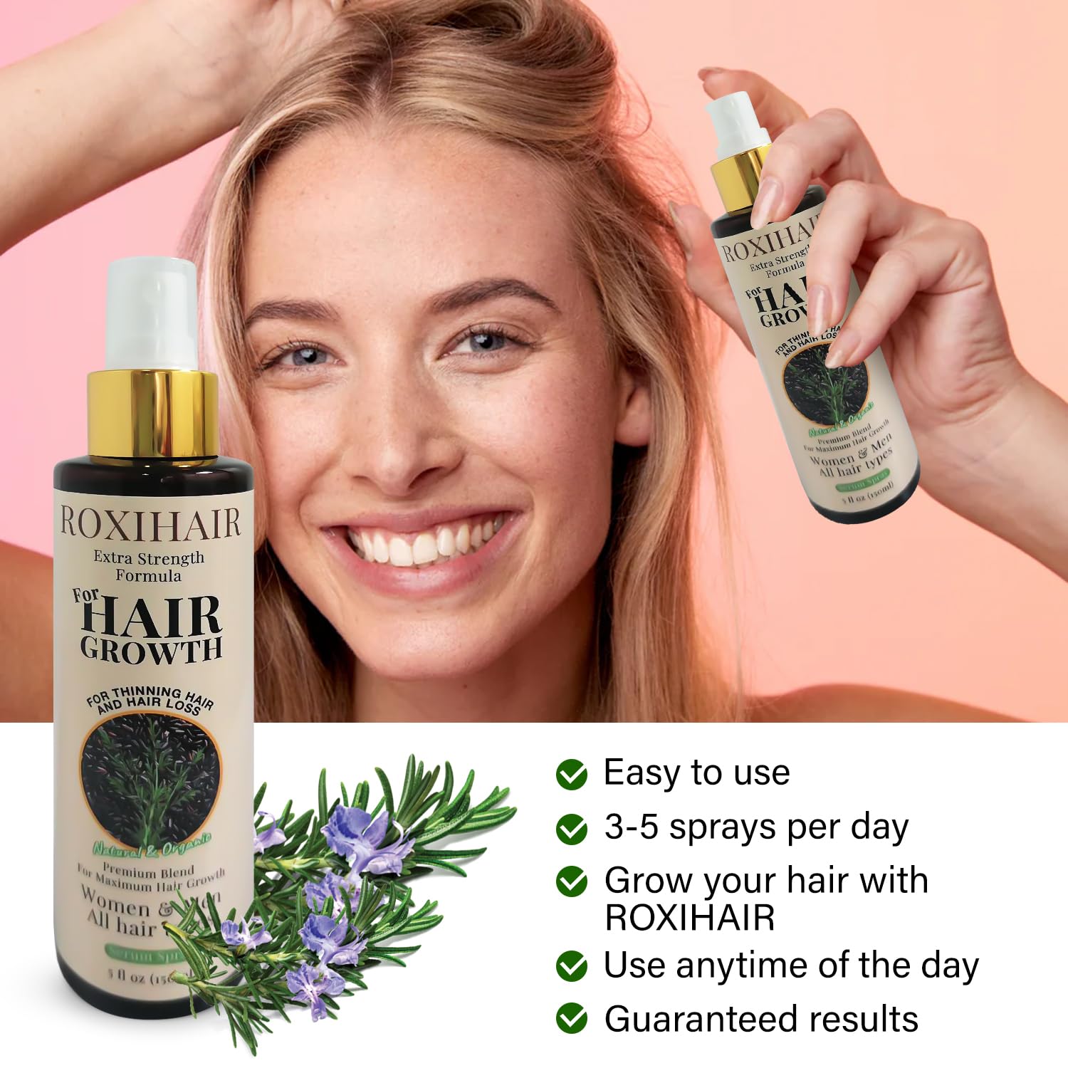 Hair Growth Serum Spray - 150 ml Hair Growth Spray for All Hair Types, Hair Thickening Solution with Extra Strength Formula for Fast Noticeable Results, All Natural Hair Growth Products