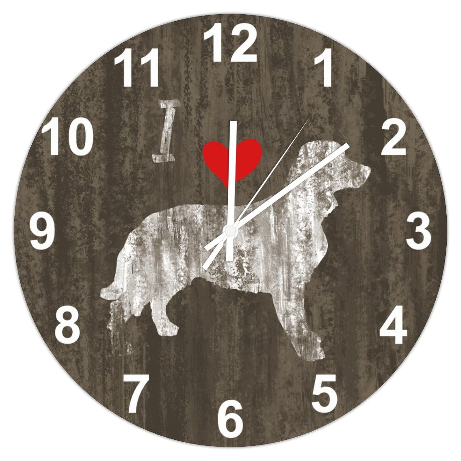 Horloge murale silencieuse Retriever bois 38 cm déco chien