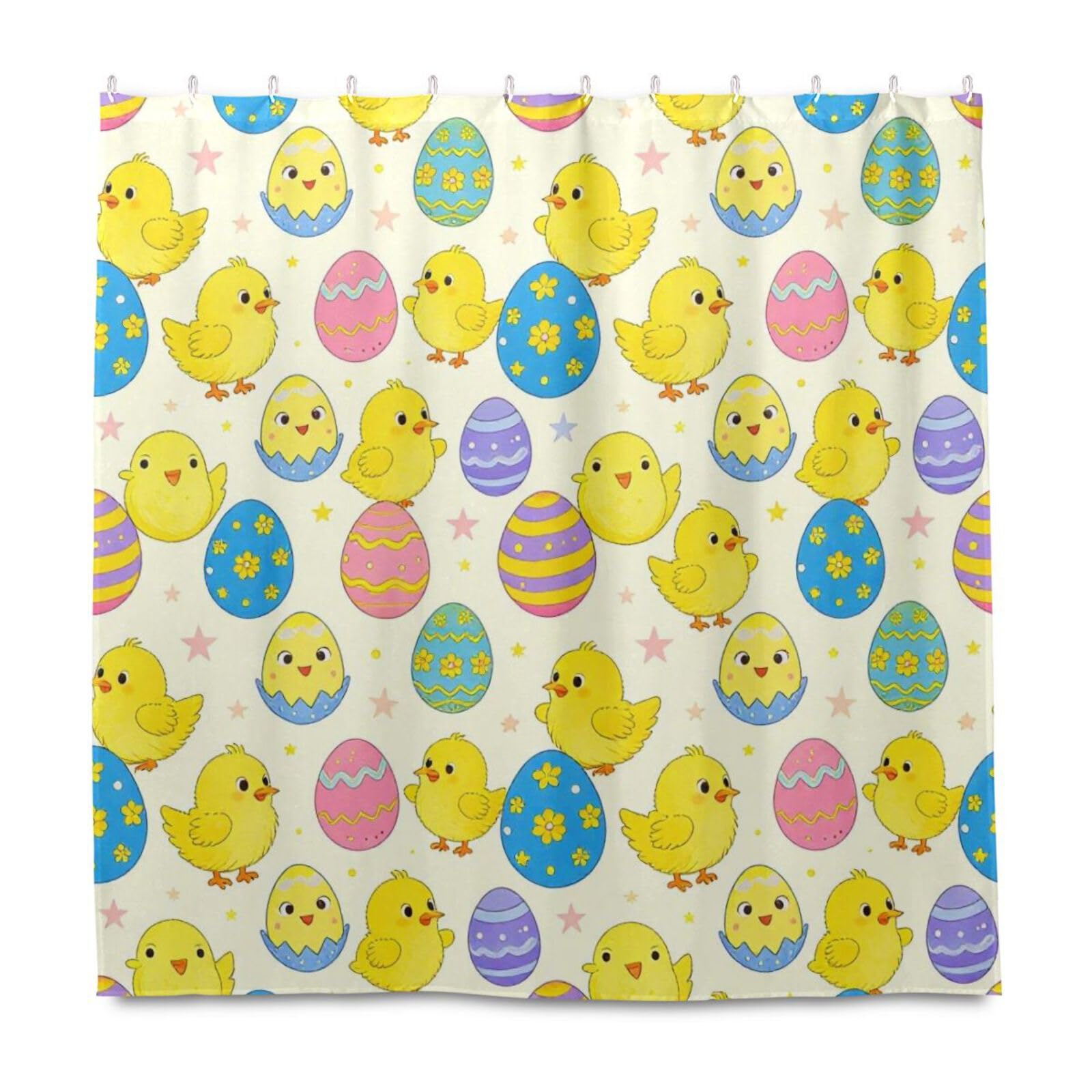 Rideau de douche polyester 183x183 cm imperméable jaune décoratif de Pâques