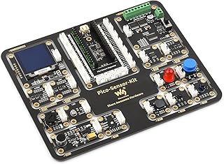Waveshare Entry-Level Sensor Kit Compatible with Raspberry Pi Pico, Including Pico Expansion Board,15 Common Modules and Raspberry Pi Pico H,All-in-one design