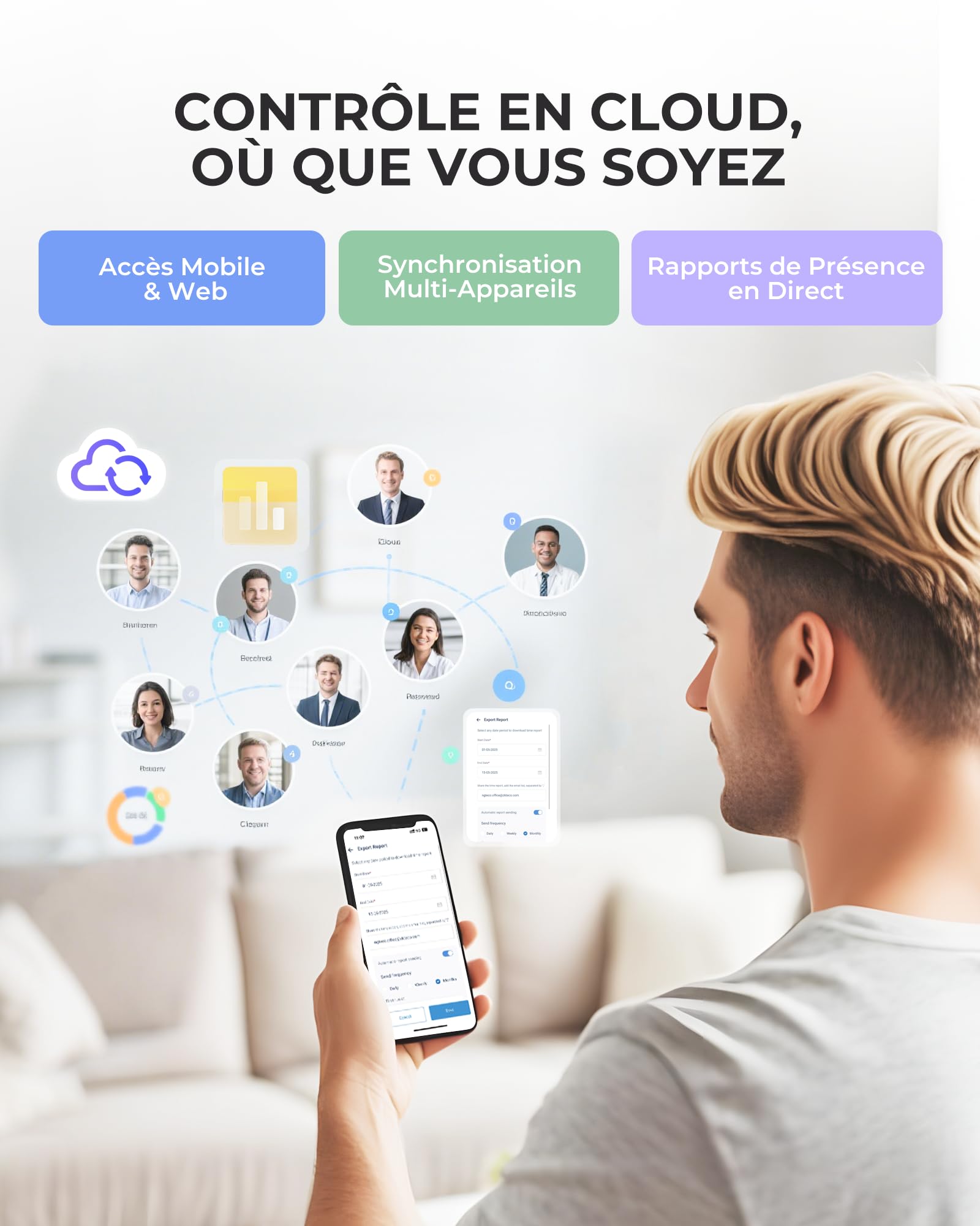 NGTeco Pointeuse Cloud - TC4 avec Empreinte Digitale pour Les Petites Entreprises Dispositif de Pointage Biométrique avec Règles Personnalisables, contrôle à Distance Via app iOS/Android.