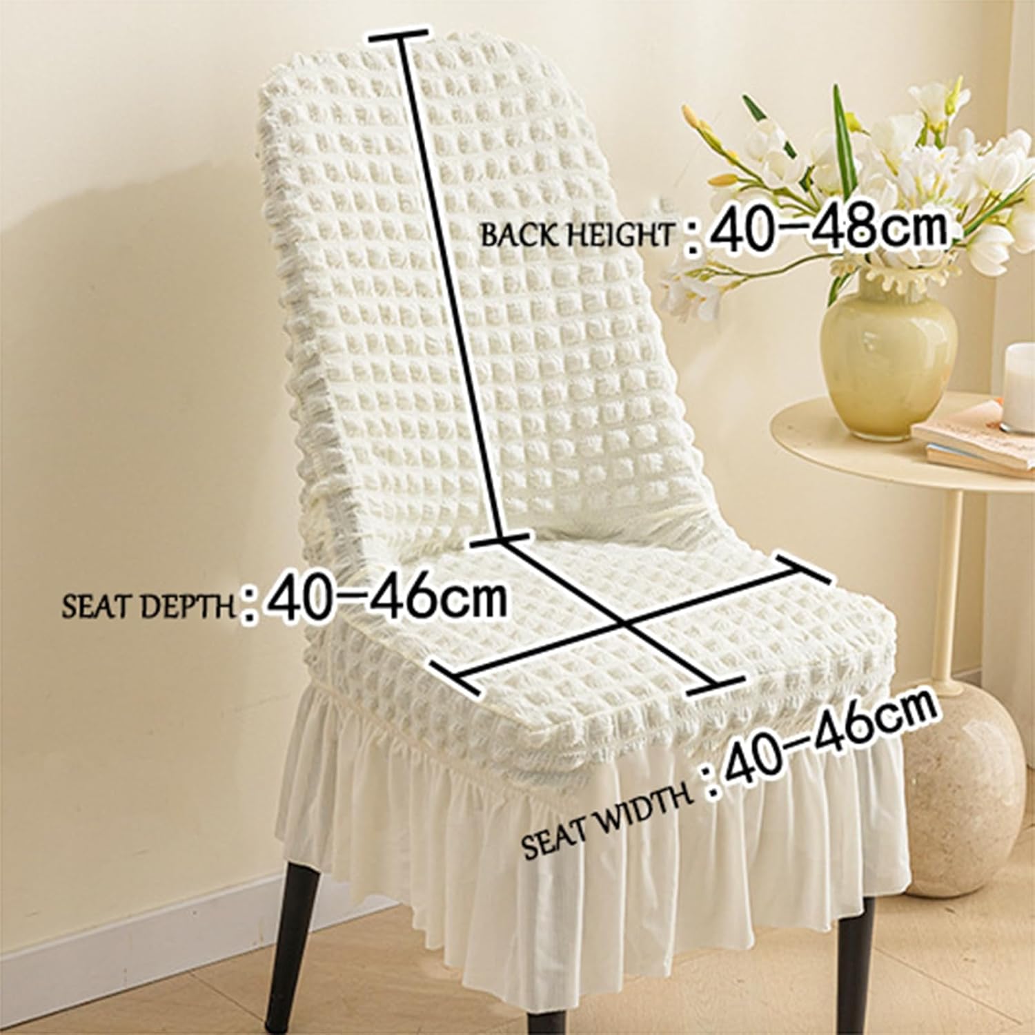 Chair Covers for Dining Room Set of 6 Stretch Chair Slipcovers with Skirt, Thickened Stretch Seat Chair Protector for Kitchen Seat Protectors,D
