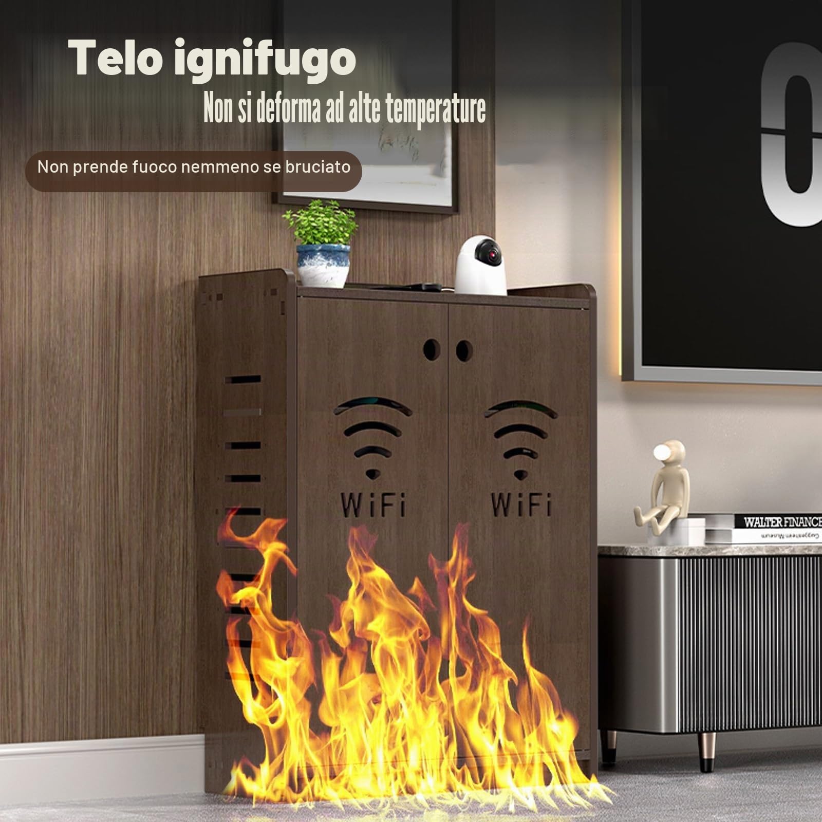 HARELA Armadietto portaoggetti per Router WiFi, Scatola portaoggetti da Pavimento per Router e Modem, Mobiletto per archiviazione multimediale per casa e Ufficio(White,50x80x25cm)