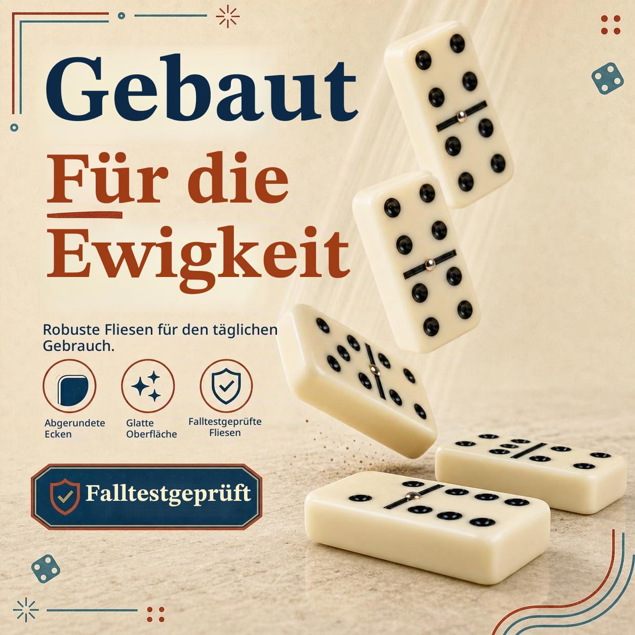 Smilejoy Dominos Set für Erwachsene -Jumbo Größe Dominos Doppel Sechs Edition- Klassische Brettspiele- Dicke Größe Doppel 6 Domino Set mit Deluxe Braun Holz Box, 28 Fliesen (2-4 Spieler)