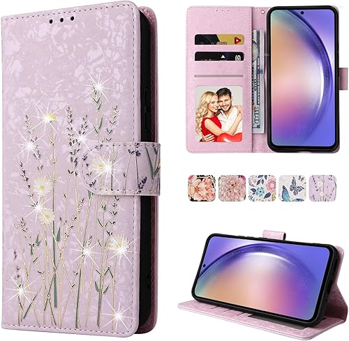 Miniatura 12 de UEEBAI Funda tipo billetera para Samsung Galaxy A16 4G/5G, cubierta de cuero PU con soporte, bloqueo RFID, funda flip con ranuras para tarjetas,