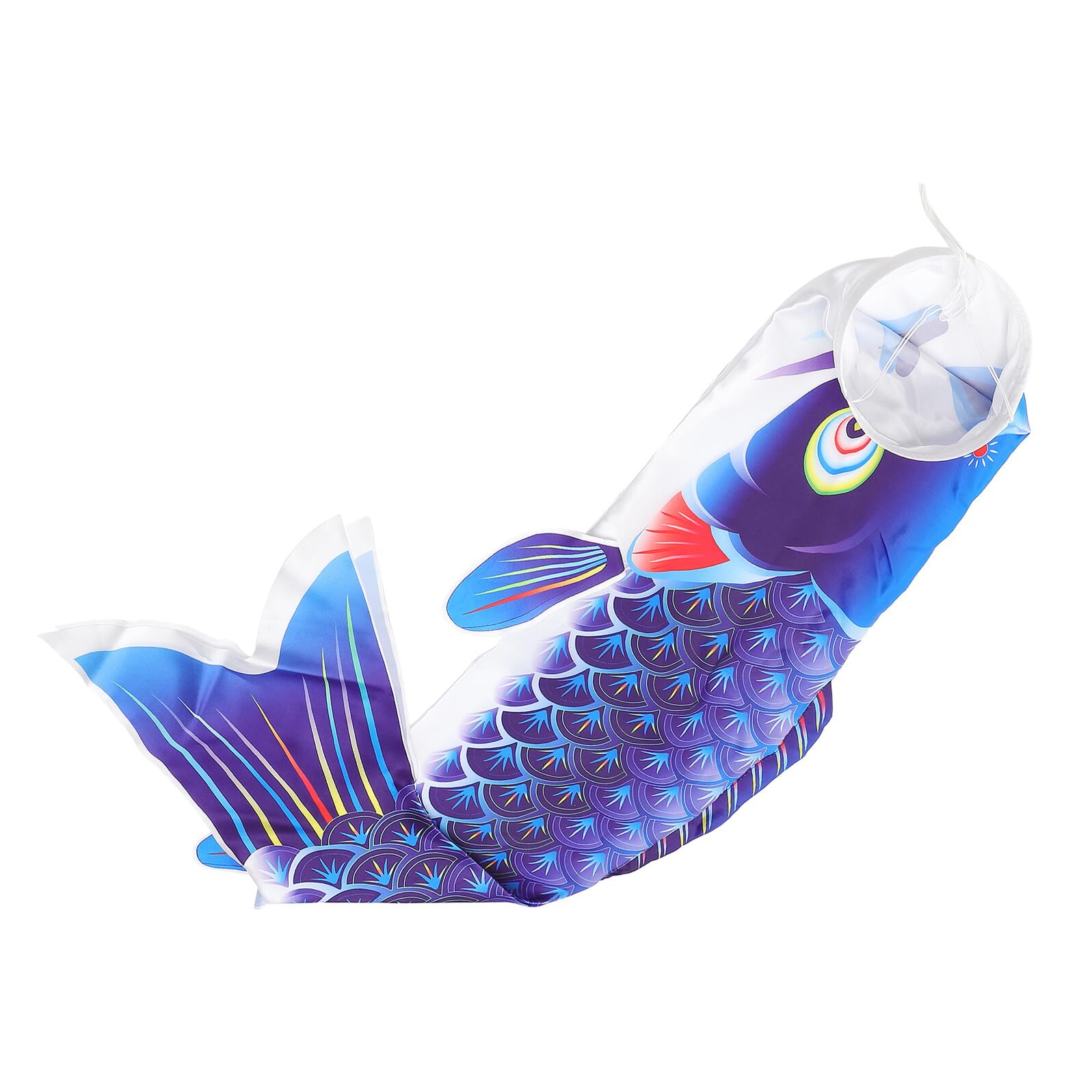 Koinobori bleu 1m : drapeau de carpe en satin pour décoration extérieure