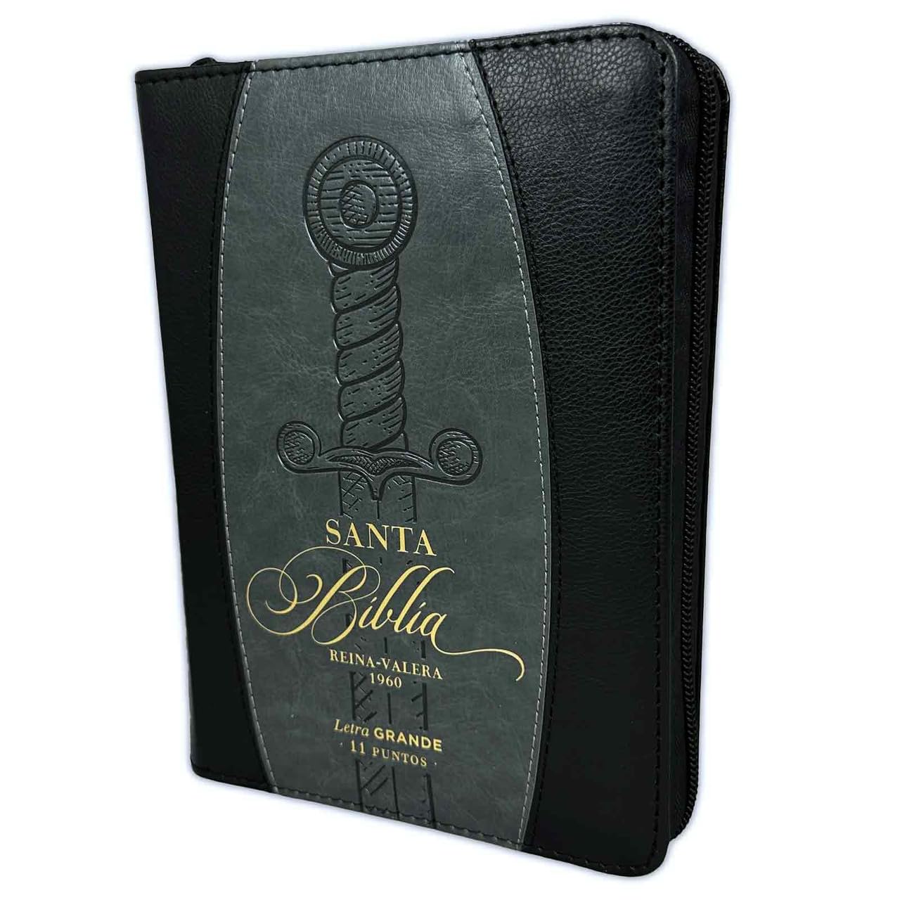 Biblia Espada con Cierre Compacta Letra 11 puntos RV1960 duotono negro y gris con indice - Hebreos 4:12      Imitation Leather – January 1, 2026