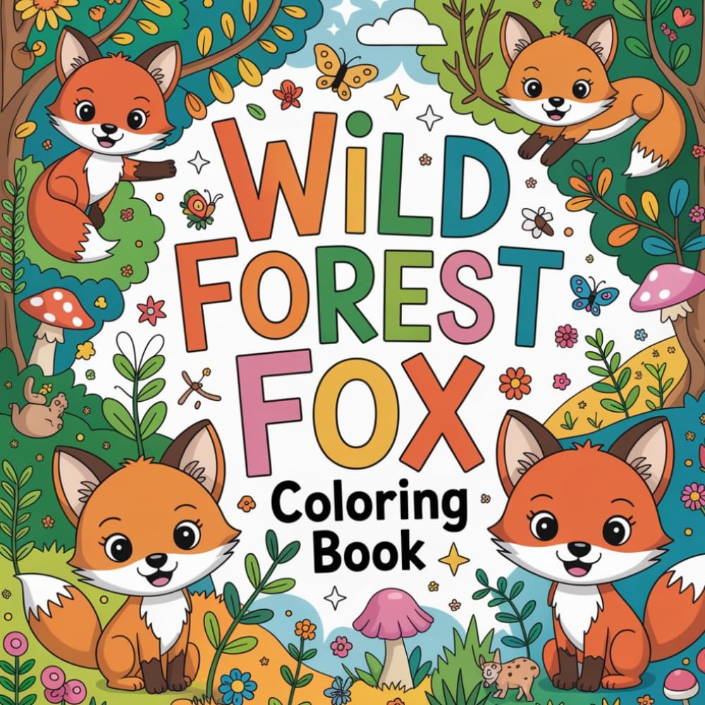 Wild Forest Fox Coloring Book: fox wild animal relaxation women book, woodland fox stress relief kids color book, fox forest creature focus teens ... vulpine fox stress relief women coloring book