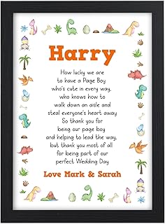Beecreative Dinosaur Page Boy Gift, Personalised Thank You Page Boy Gift, Page Boy Dino Gift, Kids Son Nephew