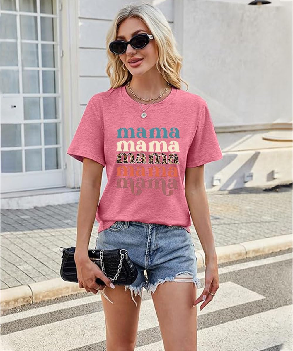 Womens Short Sleeve Summer Tops T Shirts Mama Shirt Casual Spring Fashion Mom Outfits Cute Trendy Clothes - Image 3