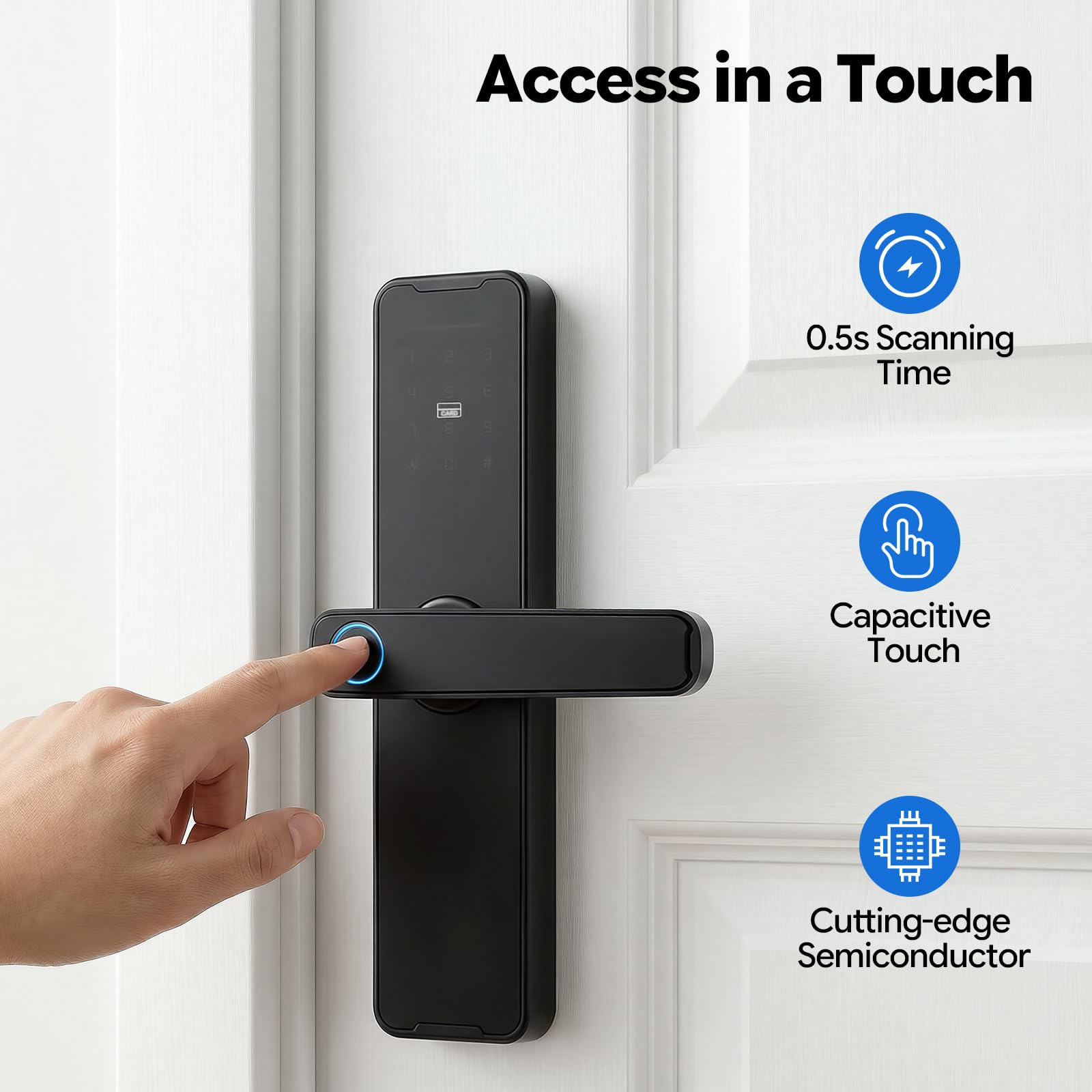 Cerradura de puerta Smart Tuya huella dactilar Bluetooth App Control remoto Aleación de aluminio Llave Tarjeta Contraseña Grosor de la puerta 30-50 mm