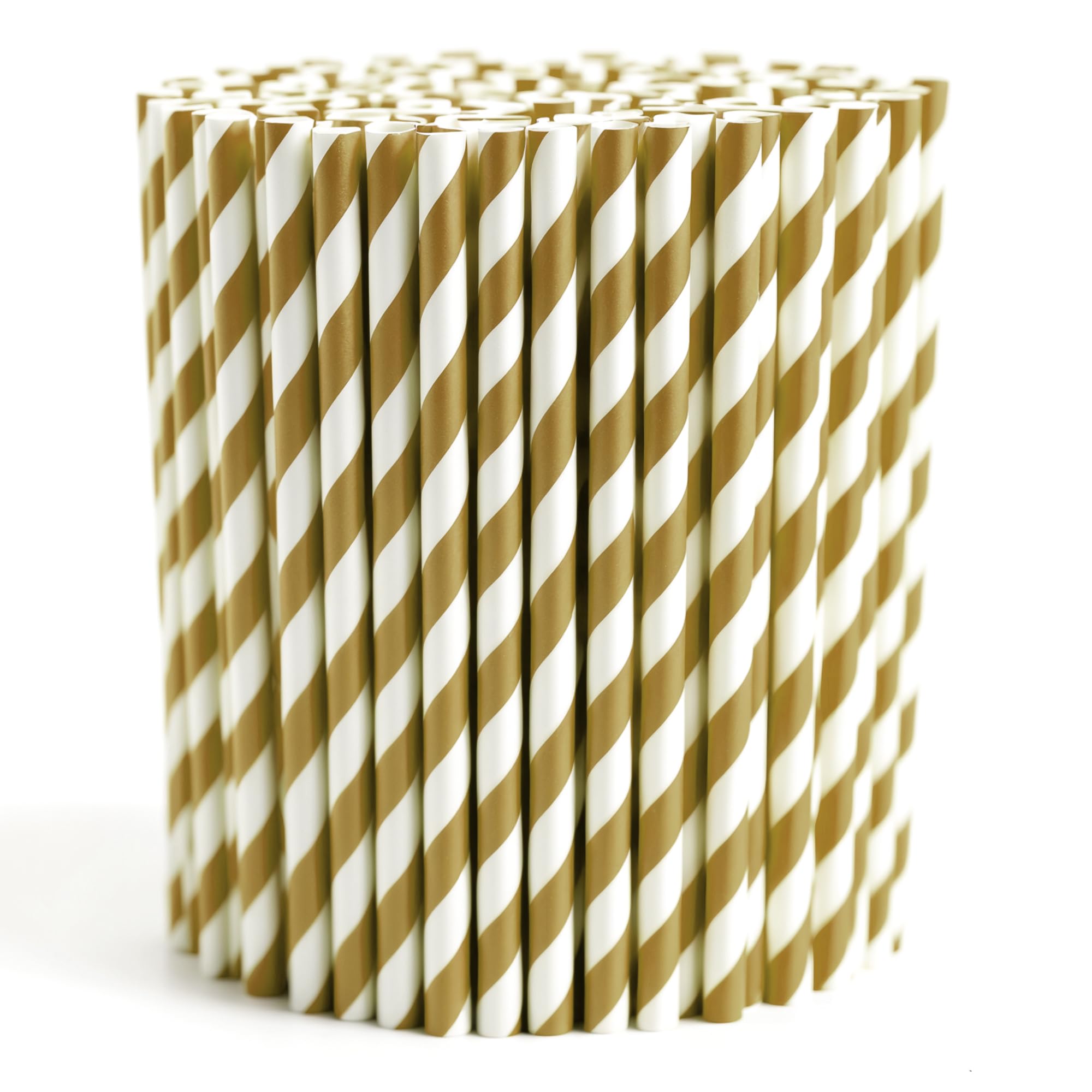 Event Décor Shop Striped Paper Drinking Straw, 19.5cm, Gold & White, 500pcs