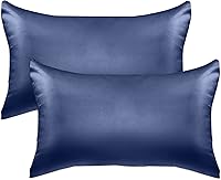 Vista 47 de Elegant Comfort Juego de 4 fundas de almohada de satén de viscosa refrescante con cierre de cremallera oculto, suave como la seda para el cuidado