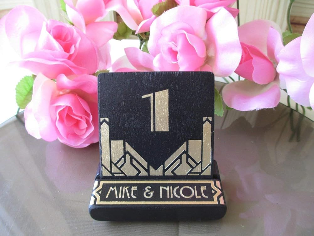 Table Number Holder Personalized Art Deco Gatsby Style
