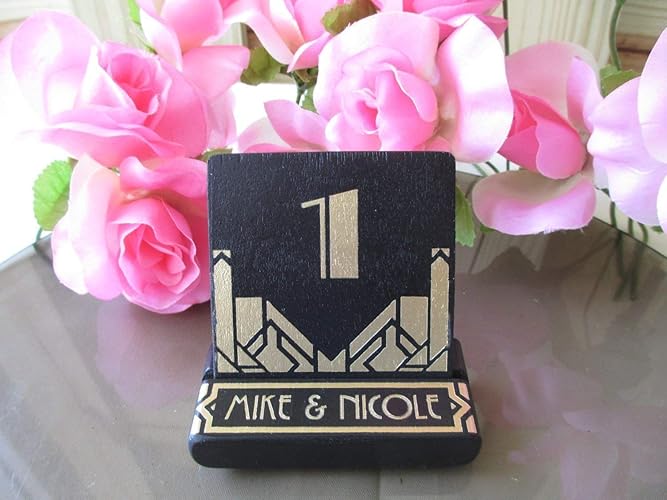 Table Number Holder Personalized Art Deco Gatsby Style