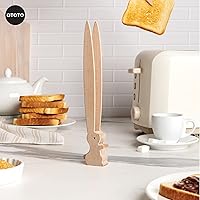 Vista 7 de OTOTO Bernie Bunny Pinzas para Tostadora - Conejo, Servidores de Ensalada - Mini Pinzas Multiusos para Aperitivos, Utensilios de Madera y Lindos