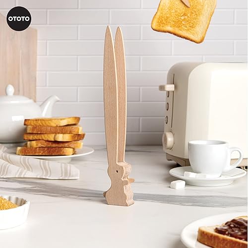 Miniatura 7 de OTOTO Bernie Bunny - Pinzas para tostadoras de conejo, servidores de ensalada, mini pinzas multiusos para aperitivos, utensilios de madera y bonitos