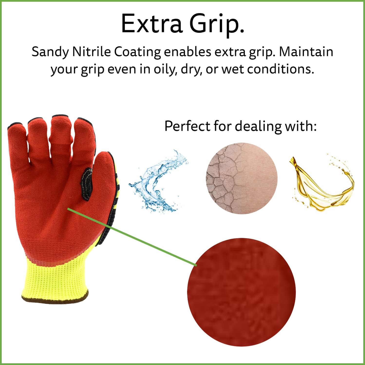 Cordova 7739 Hi-Vis Yellow Cut-Resistant Gloves, HPPE/Glass Fiber, Sandy Nitrile Palm Coating, Foam Padding, 13-Gauge, Anti-Cut, Aramid Thumb Crotch, TPR Impact Protection, Medium