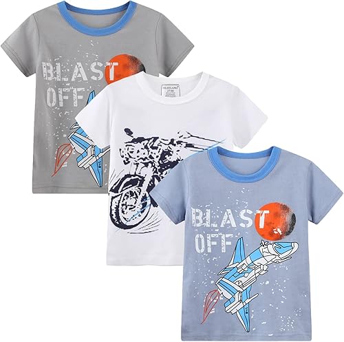 Camisetas de algodón, informales y básicas, de invierno, de manga larga y cuello redondo en paquetes de 3 unidades, para niños