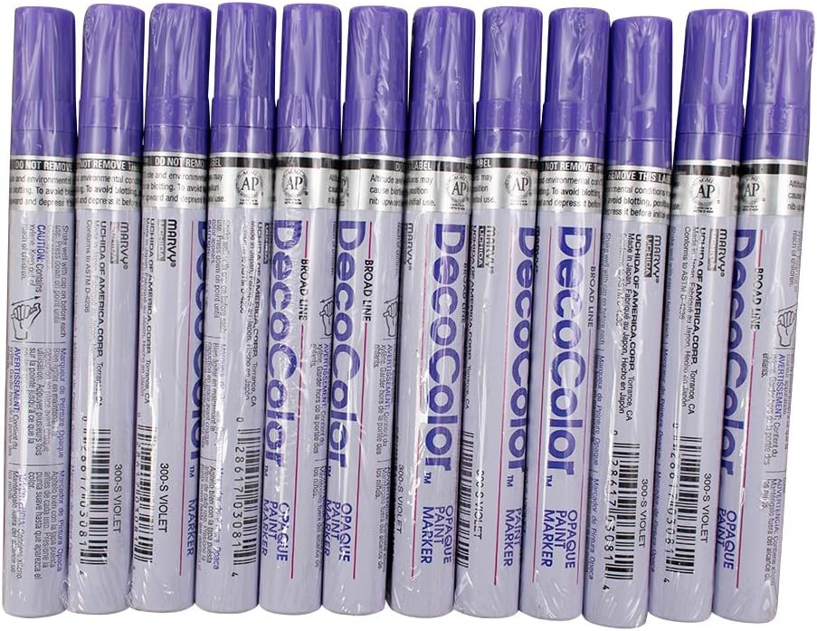 12 Pc Set Purple Decocolor Paint Marker Pens Broad Line