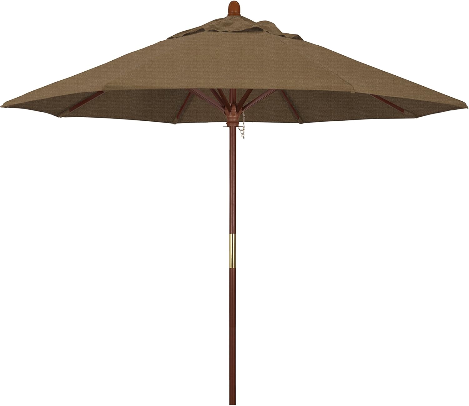 California Umbrella 9' Round Hardwood Frame Market Umbrella, Stainless Steel Hardware, Push Open