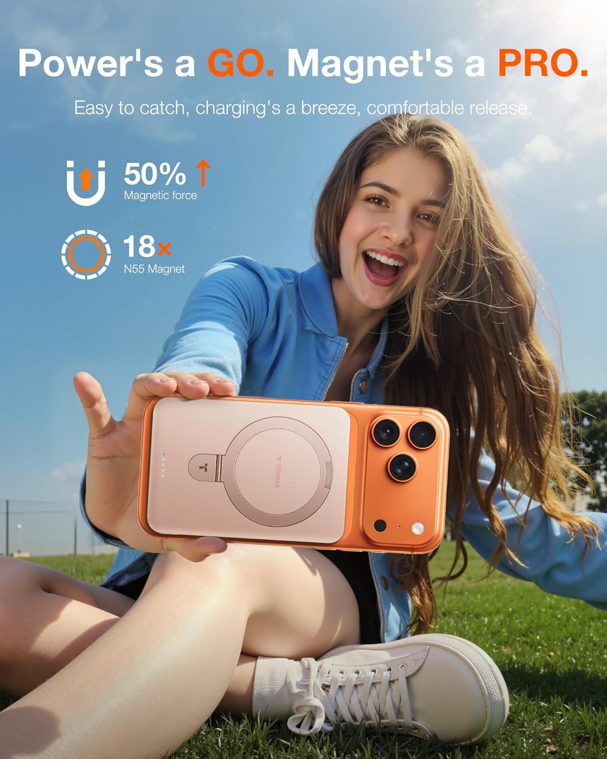 TORRAS EasyGo 0.45" Slim Magnetic Portable Charger Power Bank for iPhone, 5000mAh 22.5W Fast Charging Wireless Battery Pack Compatible with Magsafe, iPhone Air,Pro,Pro Max,17,16,15,14,13,12, Rose Gold - Image 8