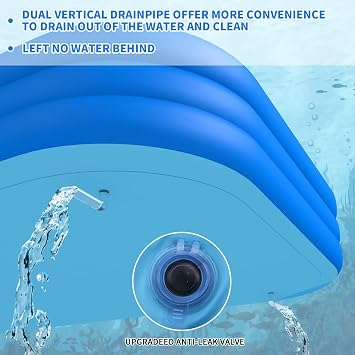 Large Inflatable Pool,Blow-up Pool 150'' x 72'' x 22'' for Adults & Kids