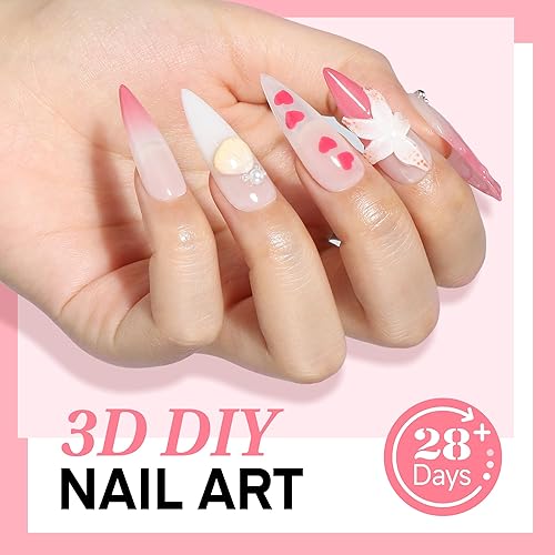 Miniatura 8 de UNA GELLA Arte de uñas en gel 3D, pegamento para esculpir gel 3D, 0.51 onzas, 4 en 1, no se limpia y transparente para puntas de uñas, polvo