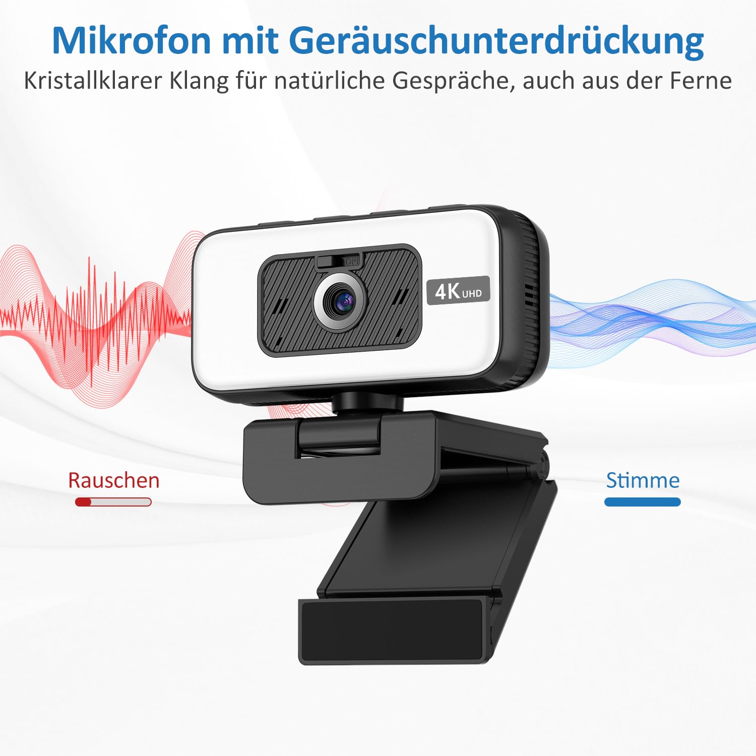 Webcam 4K, Autofokus PC Kamera mit Mikrofon für Laptop
