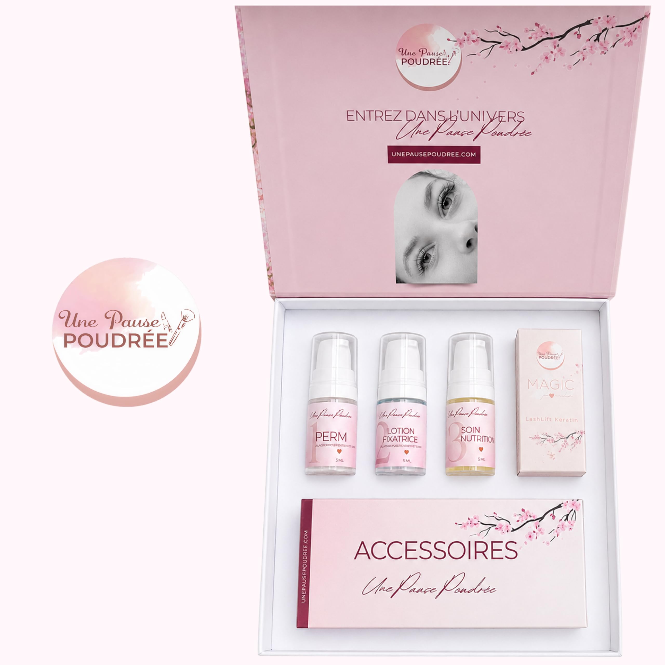 Une Pause Poudrée Kit Rehaussement de Cils Lash Lift Coréen Professionnel | Technique Sans Colle | Résultat Lifté Naturel Brillant & Durable | Formule Nourrissante | 10 à 15 Poses