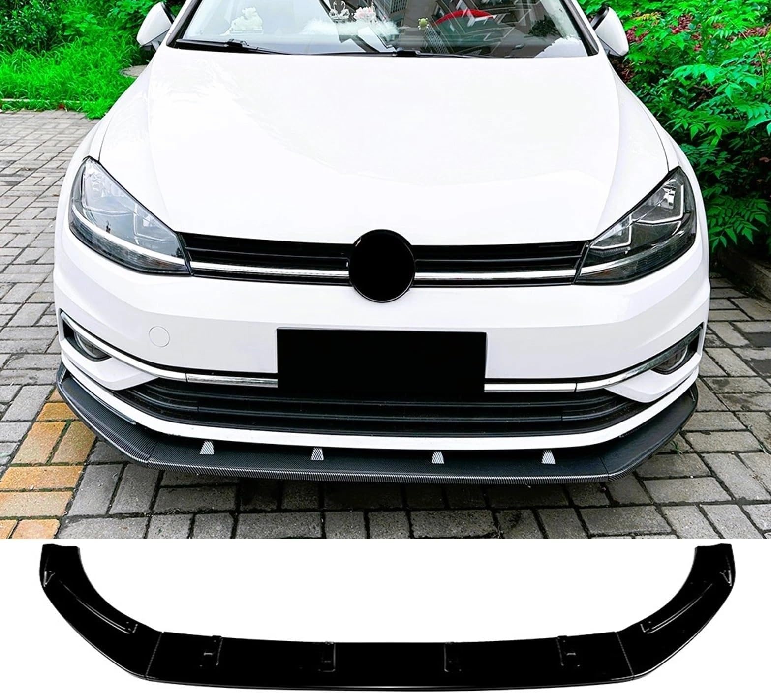 Auto Perfectionists Front Splitter Spoiler Lip Kit Compatible With VW Golf MK7.5 R GTD GTI TSI TDI 2016-2020 Gloss Black