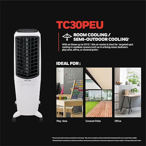 Miniatura 2 de Honeywell Ventilador y humidificador compacto de 700 CFM, enfriador de aire evaporativo portátil para interiores, enfriador de pantano, control