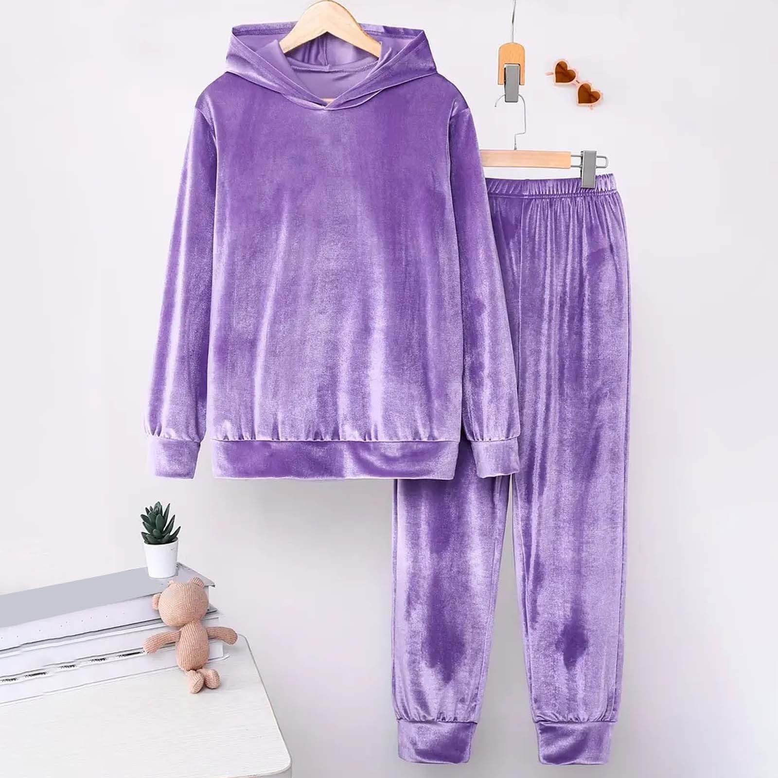 Generisch Tuta da donna in velluto, elegante, con cappuccio, da jogging, 2 pezzi, a maniche lunghe, con cappuccio, da jogging, da allenamento, per il tempo libero