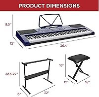 Vista 29 de Best Choice Products Juego completo de piano de teclado electrónico para principiantes de 61 teclas con teclas iluminadas, pantalla LCD