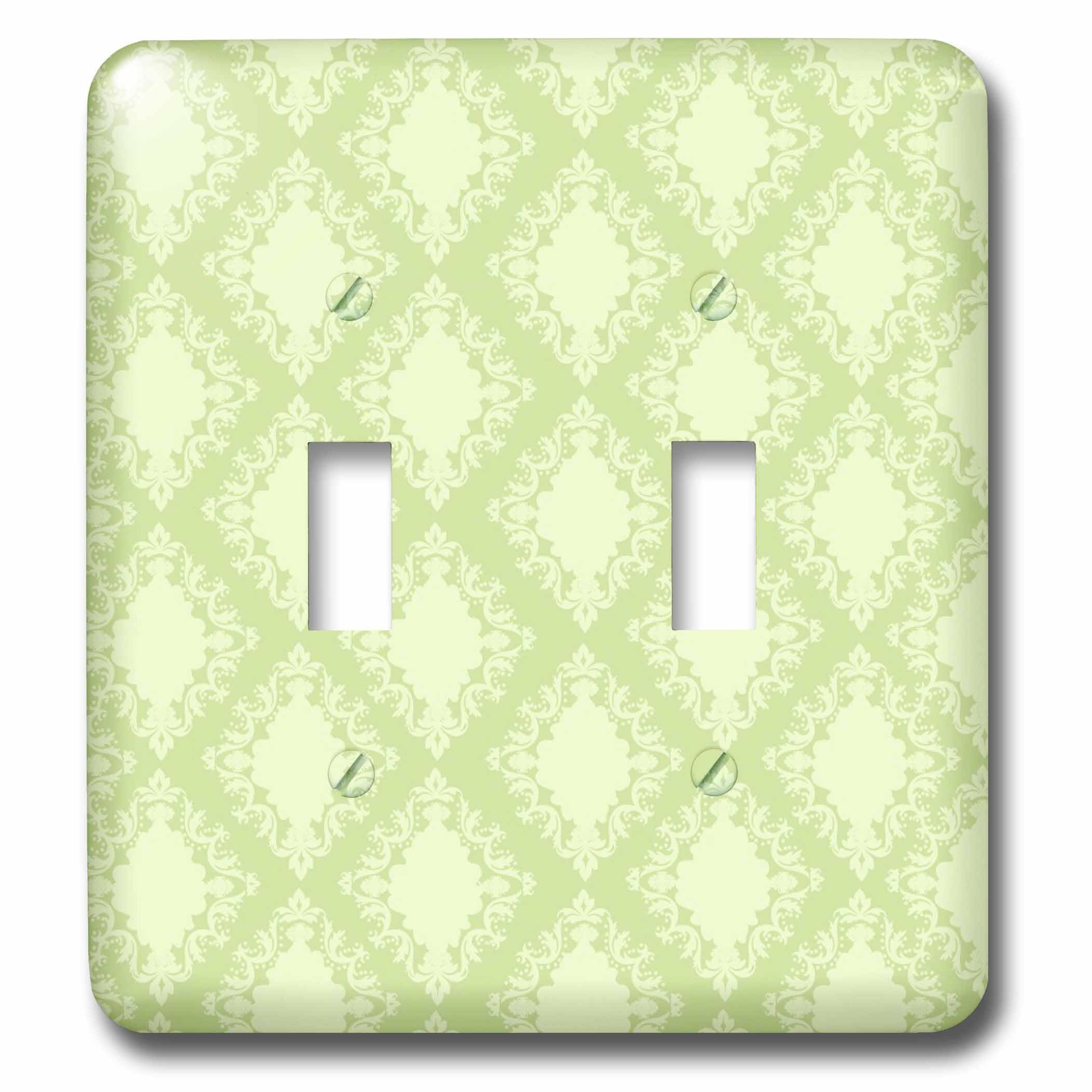 Interrupteur double 3dRose lsp_164497_2 motif damassé vert menthe pour décoration murale chic