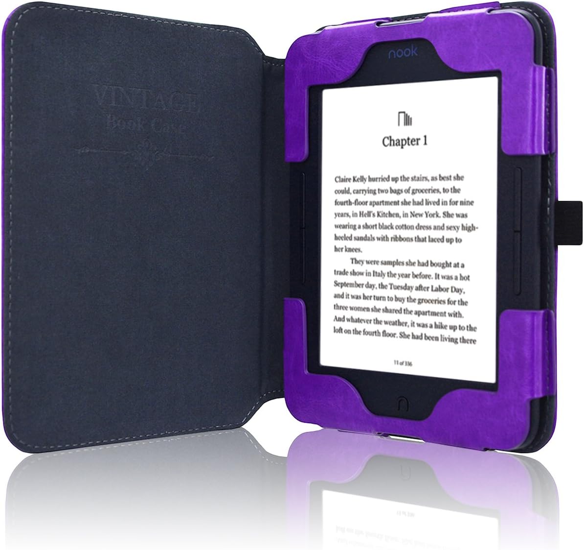ACdream Nook GlowLight 3 Case, Folio Premium Leather Ereader Cover Case for Barnes & Noble Nook GlowLight 3 (2017 Release), (Dark Purple)