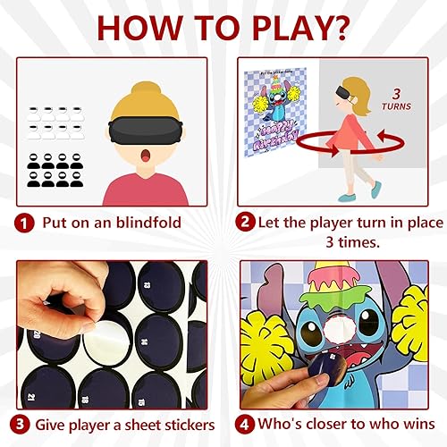 Miniatura 4 de Decoración de juegos de fiesta de cumpleaños con temática de dibujos animados azules para niños, pin the nose en los juegos de cumpleaños de dibujos