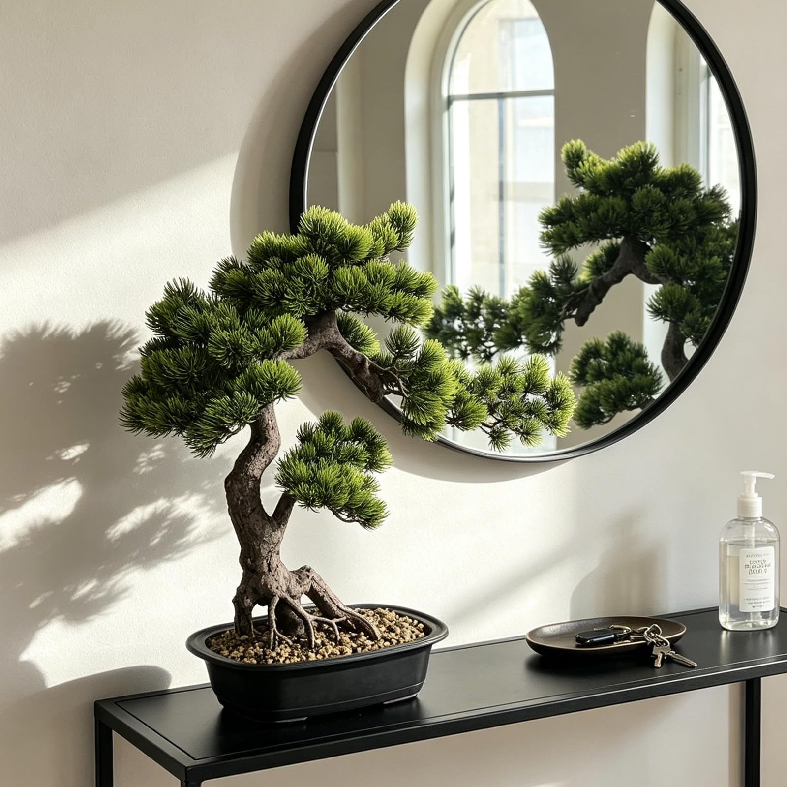 Planta de bonsái artificial, plantas grandes de enebro sintético de 20 pulgadas, plantas de pino sintético en maceta, decoración de interiores para oficina, escritorio, mesa del hogar, árbol bonsái de