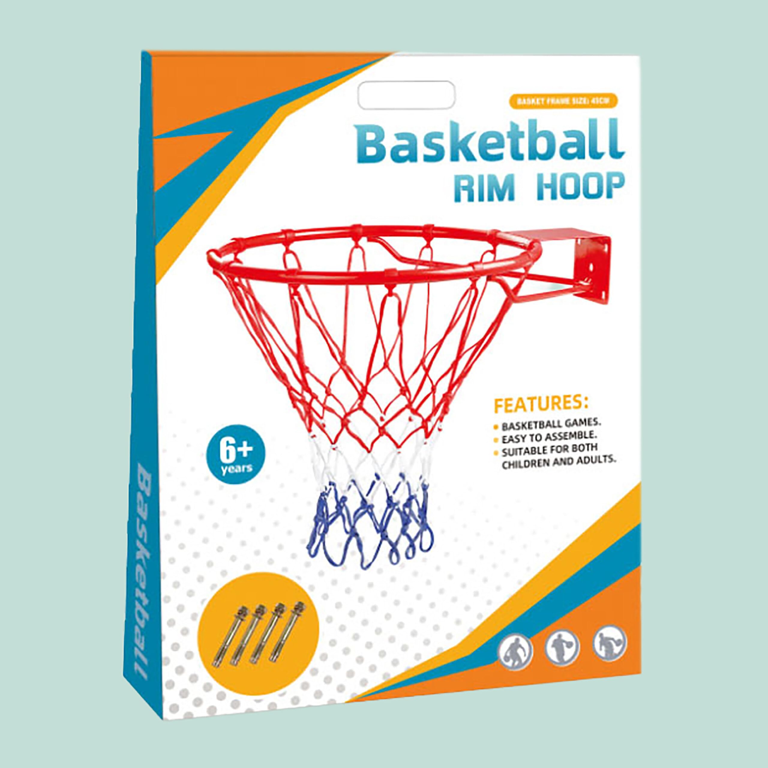 Canasta de Baloncesto Relaxdays para Montaje en Pared, con Red y Tornillos, Apta para Exteriores, Ø: 45 cm.