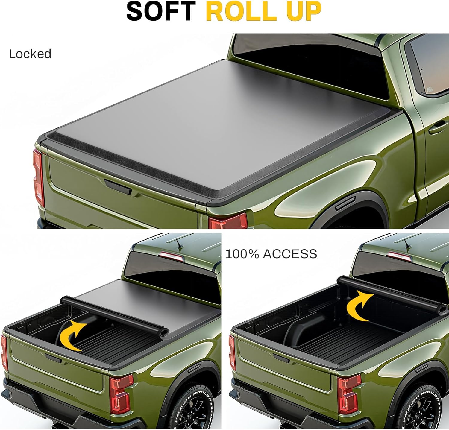 TNMT Soft Roll Up Truck Bed Tonneau Cover Compatible with 2007-2021 Toyota Tundra 5.5ft Bed (Excl. Trail Edition)