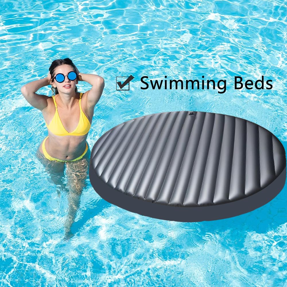 Cojín para sofá cama al aire libre, colchones redondos para cama de agua, colchones de onda completa de flujo libre, círculo de 3 pulgadas de alto x 66 pulgadas de profundidad, cojín inflable 7