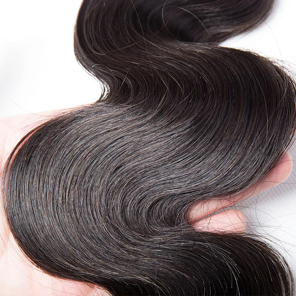 Body Wave Bundles Human Hair Extension Hair Echthaar Tressen Haare Bündel Brazilian Remy Virgin Human Hair Weave Double Weft #1B Natural Black 3 Bundles Total 300g 24 26 28 Inch