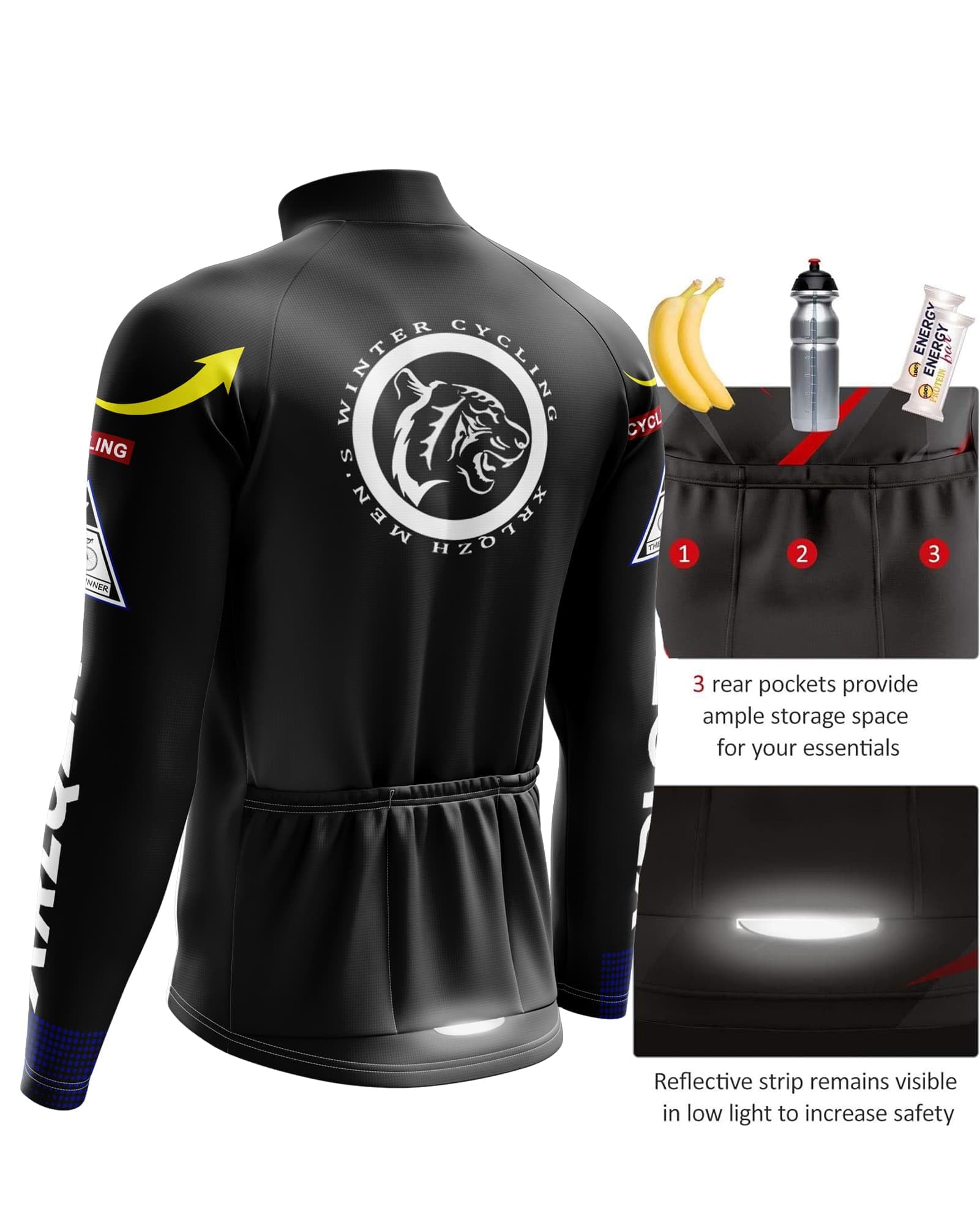 Abbigliamento Completo Ciclismo Uomo Tuta Bici da Corsa Invernale Maglia, Antivento e Caldo, MTB Bici, Manica Lunga Completo Strada MTB Bici,con 9D Imbottiti Gel