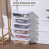 Vista 2 de novelinks 6 Quart Clear Plastic Storage Bins with White Lids Stackable Box Craft Storage Organizing Container Sensory Bin,8 Pack