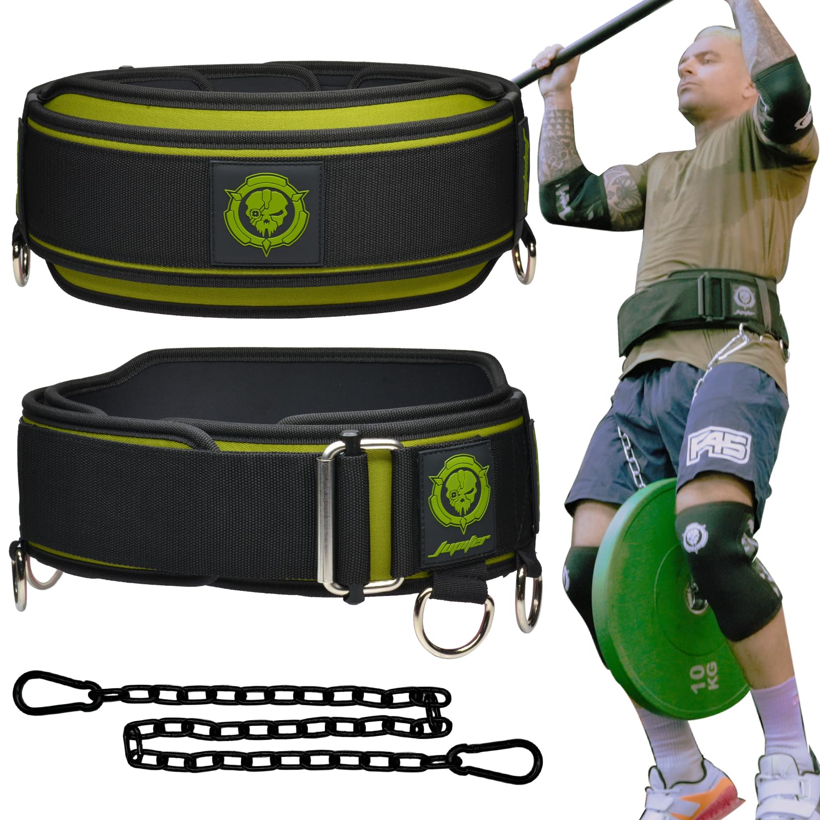 2-in-1 Gewichtheber- Und Dipgürtel – Mit Kette, Nylon, Verstellbar, Für Powerlifting & Kniebeugen, Männer & Frauen