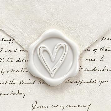 Pollize 50PCS White Heart Wax Seal Stickers, Self-Adhesive Envelope Sticker
