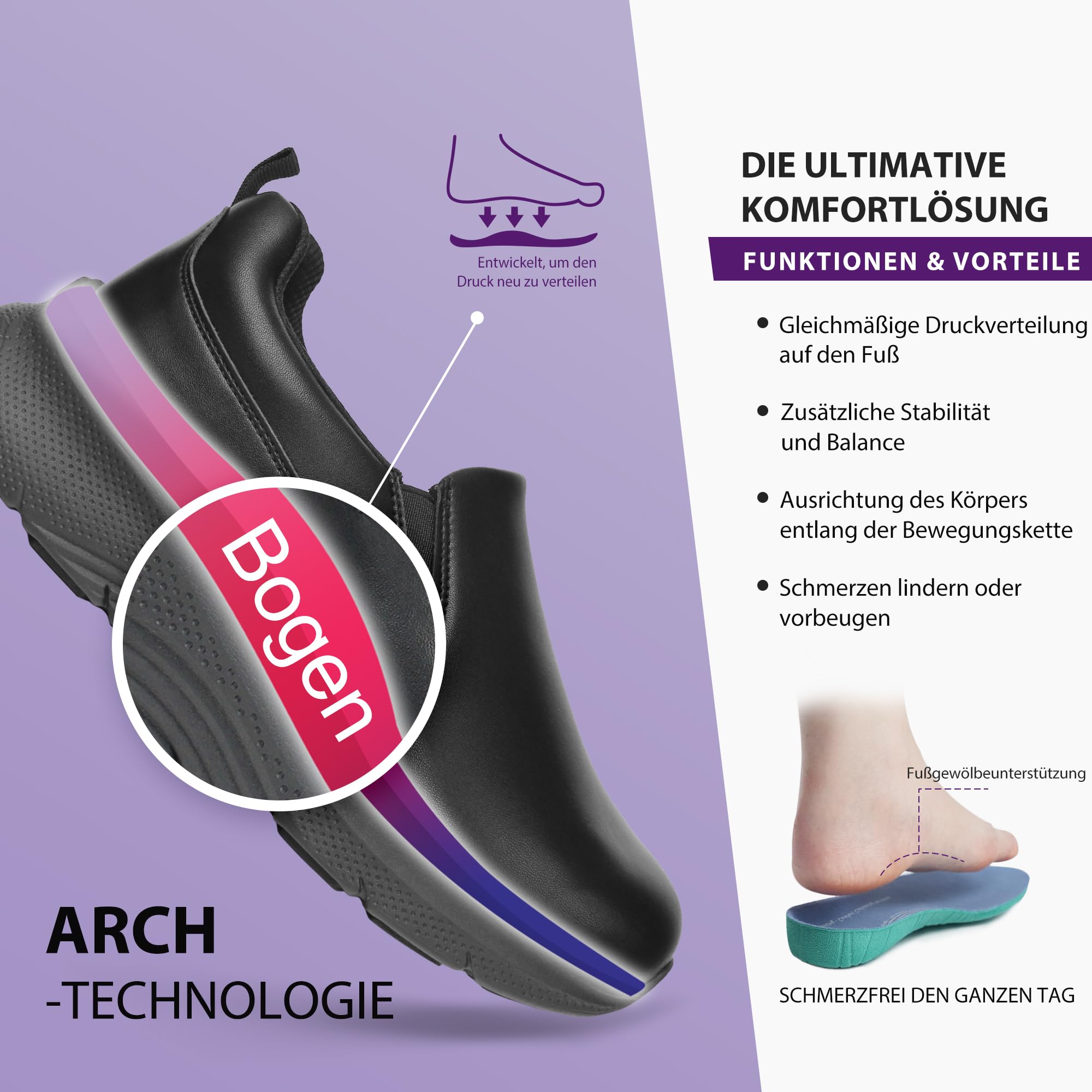 Hawkwell Zapatos de Enfermería Cómodos para Mujer con Soporte para el Arco, Antideslizantes y Livianos
