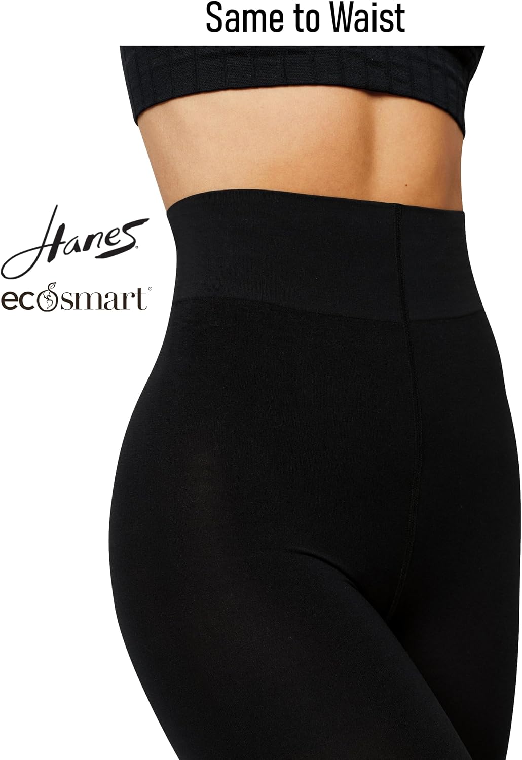 Hanes EcoSmart Women's Same to Waist, Sheer Toe, Blackout Opaque Tights