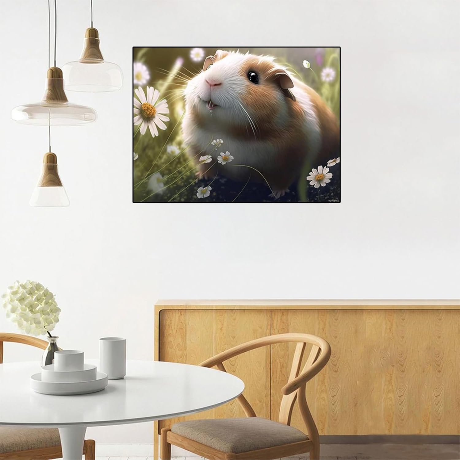 Guinea Pigs and Little White Daisies Animals DIY 5D Diamond Painting Kits for Adults, Full Dril Embroidery Kits Pictures Crafts for Home Wall Decor 12x16 Inch Christmas Valentine's Day Gifts New Year